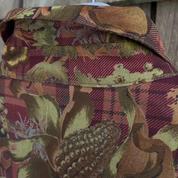 JAEGER Vintage Grate Britain 💯 Wool Brown Checked Floral Shirt Blouse Button Up - Picture 13 of 14